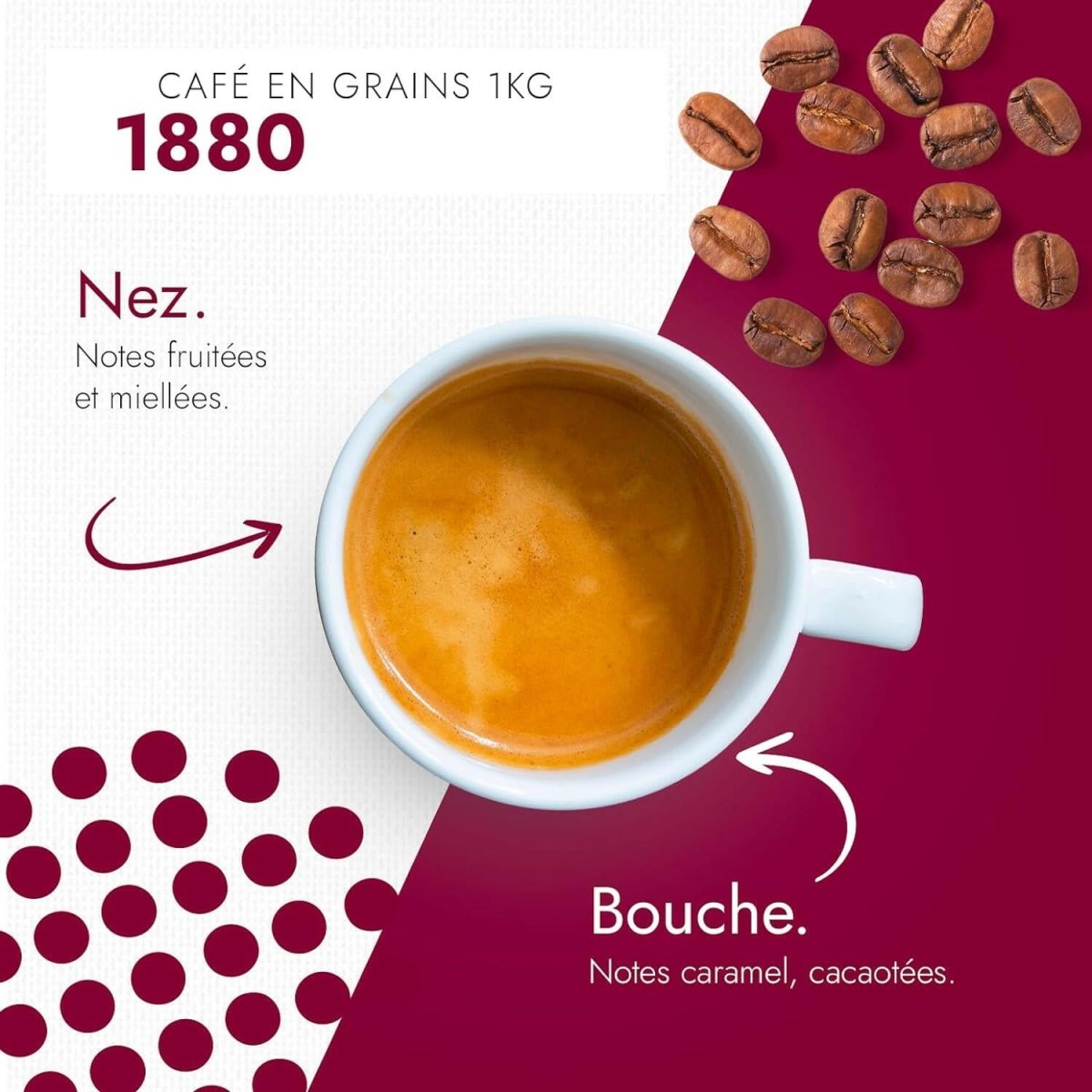 CAFÉS FOLLIET - Café En Grains 1880 - Torréfaction Traditionnelle - Intensité 9/10 - 90% Arabica 10% Robusta - Torréfaction Lente - 1kg - Café - Chamanisme & Traditions