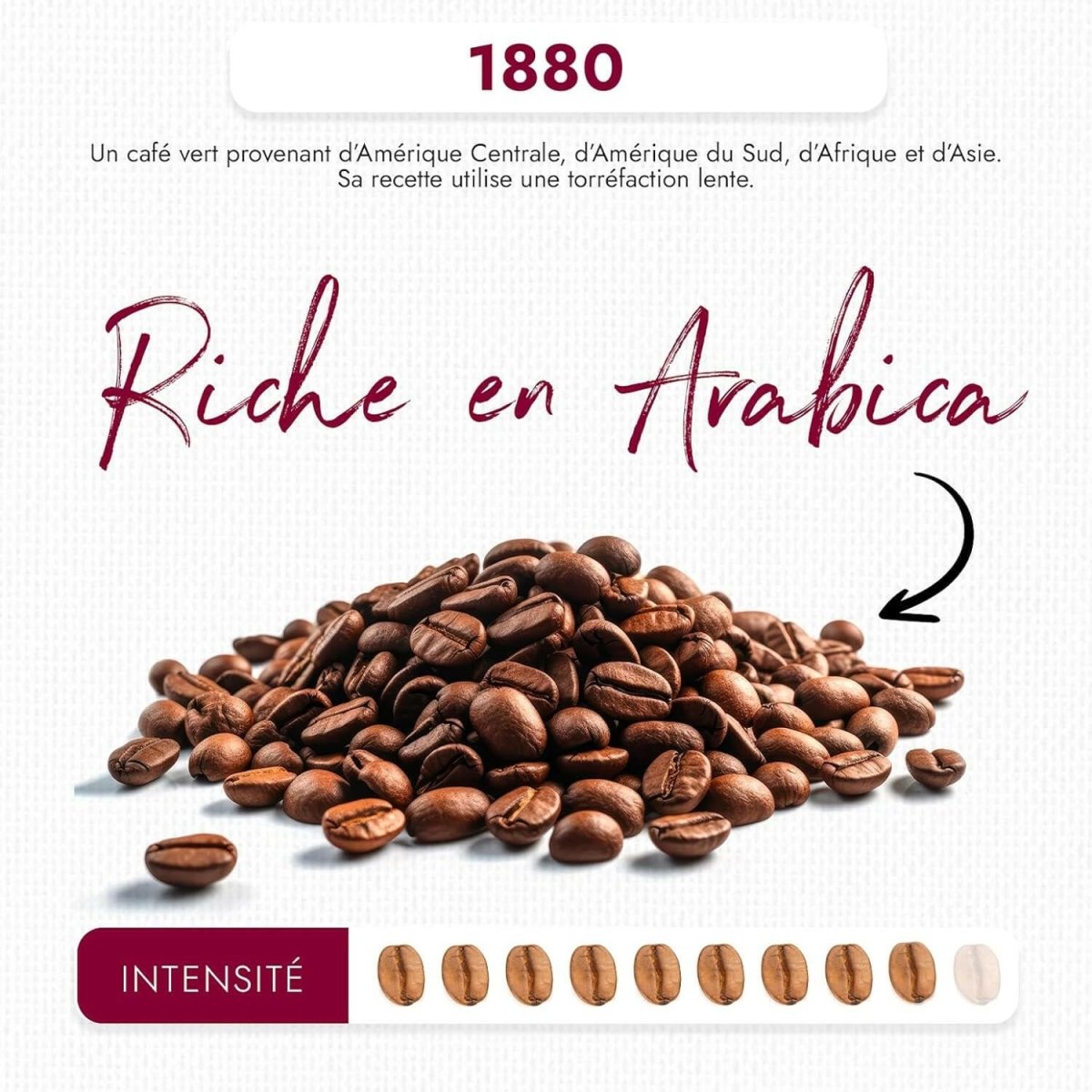 CAFÉS FOLLIET - Café En Grains 1880 - Torréfaction Traditionnelle - Intensité 9/10 - 90% Arabica 10% Robusta - Torréfaction Lente - 1kg - Café - Chamanisme & Traditions