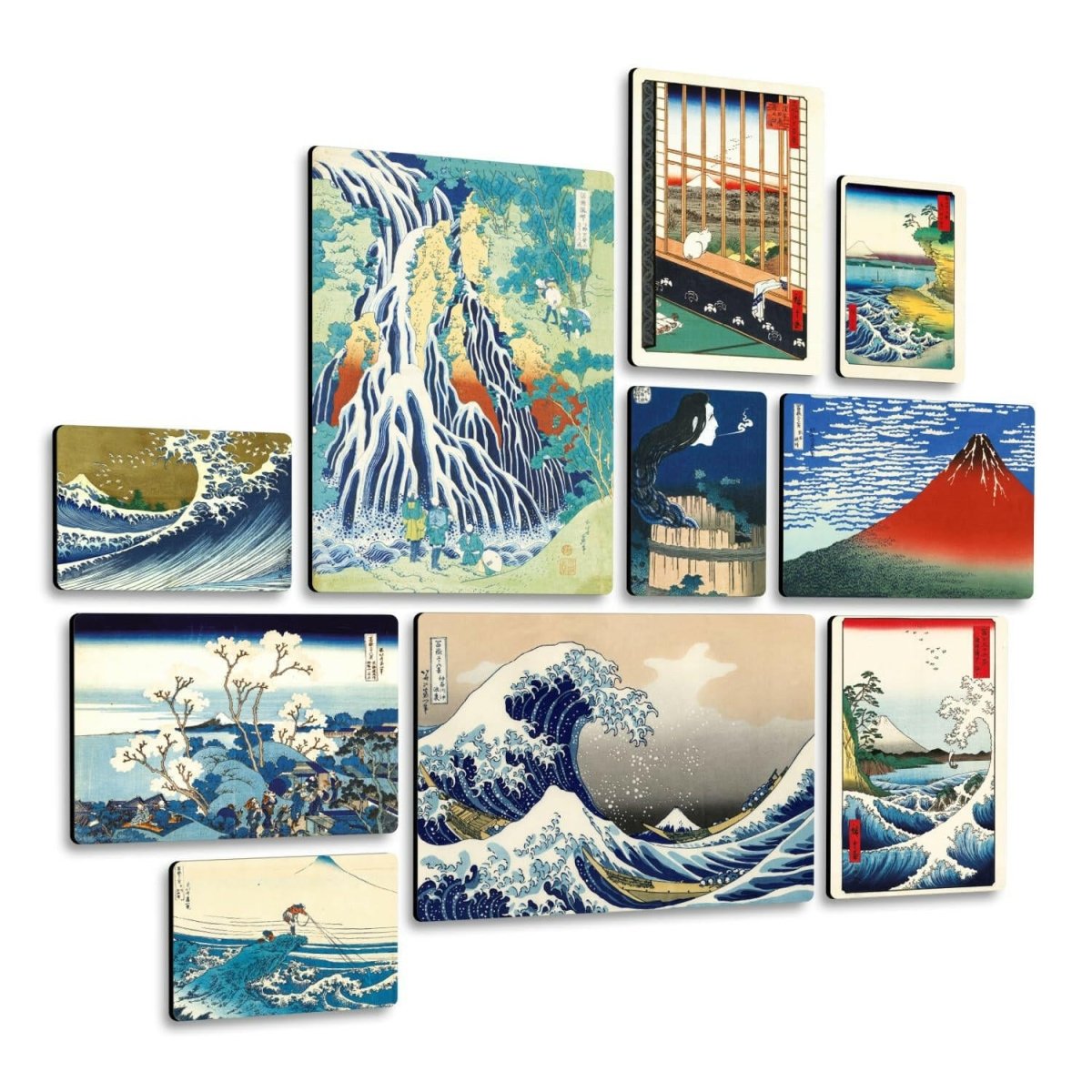 Giallobus - Ensemble de 10 peintures Multi - Panneaux - Hokusai Hiroshige - Tableau - Chamanisme & Traditions