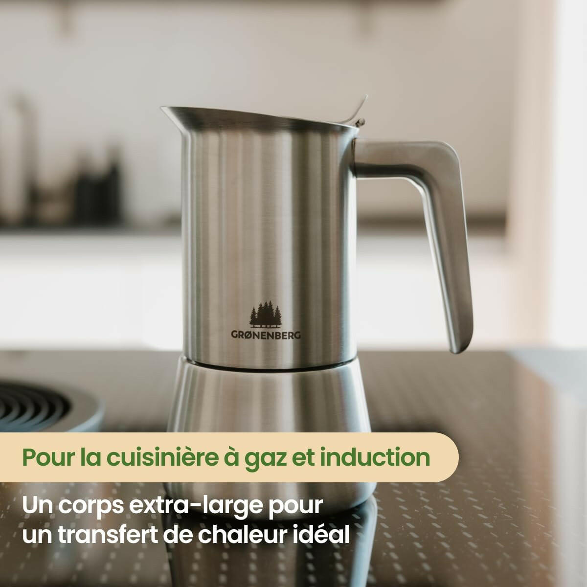 Groenenberg Cafetière Italienne (Induction) | Cafetière Expresso Italienne (en INOX) - Cafetières - Chamanisme & Traditions