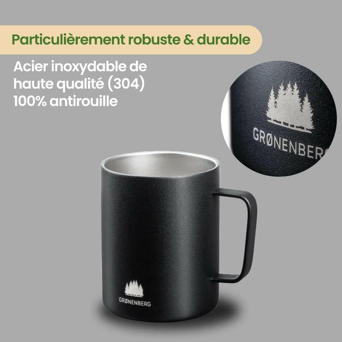 Groenenberg Tasse en acier inoxydable 350 ml - Tasses à café et thé - Chamanisme & Traditions